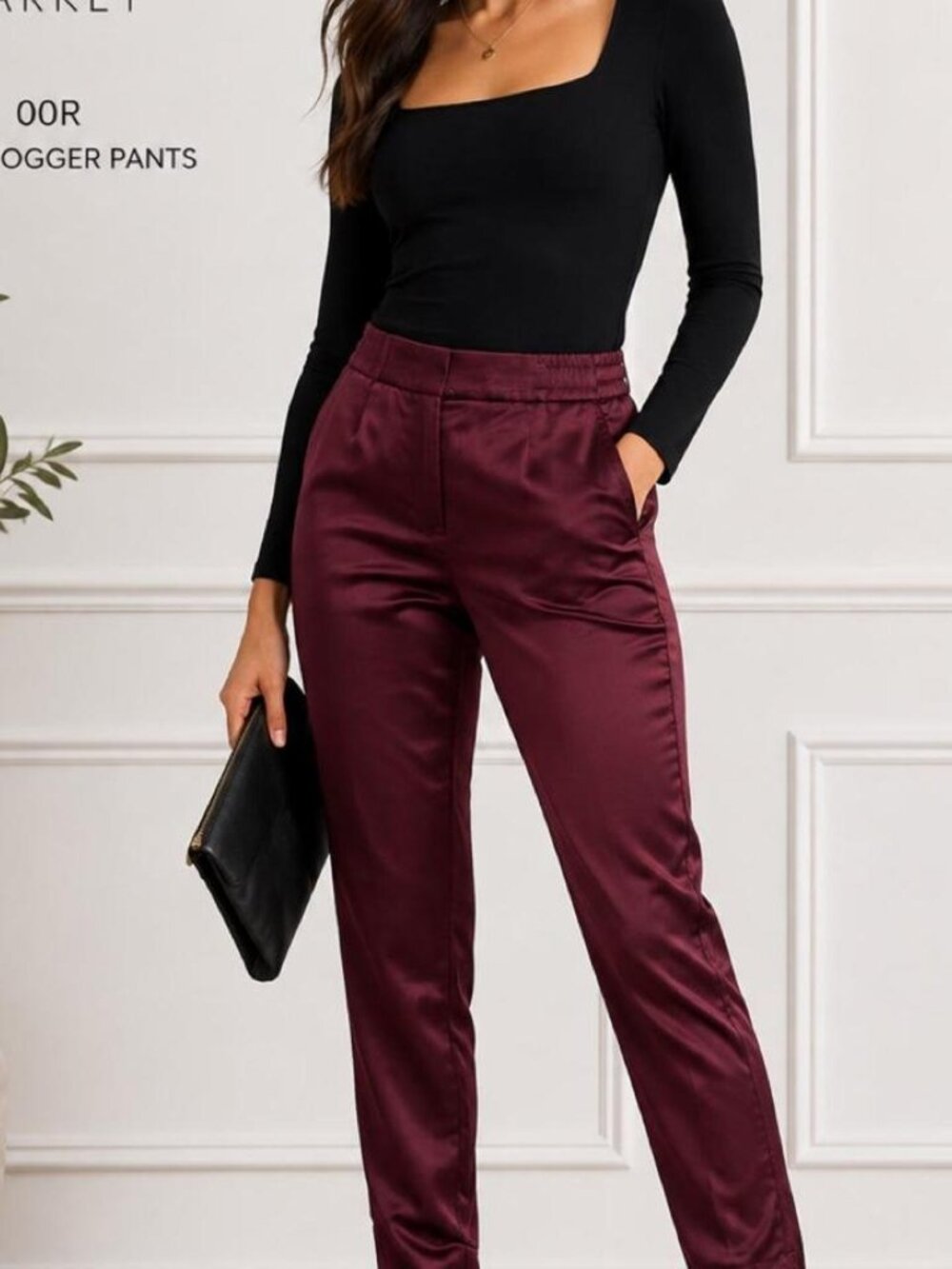 White House Black Market Satin Burgundy Tulip Hem Ankle Pants Size 6R Womens